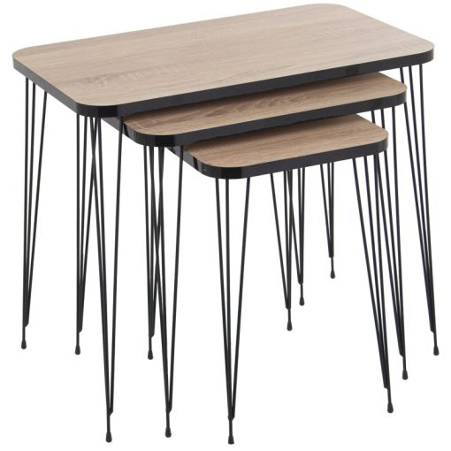 Set 3 Mesas Aux. Madeira/metal Negro +72270, Requer Montagem 60x37x53+45x37x49+37x29x45cm - Image 3