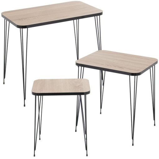 Set 3 Mesas Aux. Madeira/metal Negro +72270