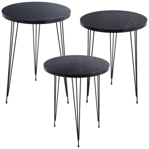 Set 3 Mesas Aux. Madeira/metal Negro +72286