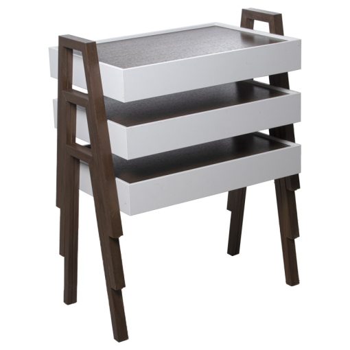 Set 3 Mesas Auxiliar Madeira Nogueira/Branco Dm+Nogueira Req.montaj 56x35x44cm, Tabl:50x35cm - Image 4