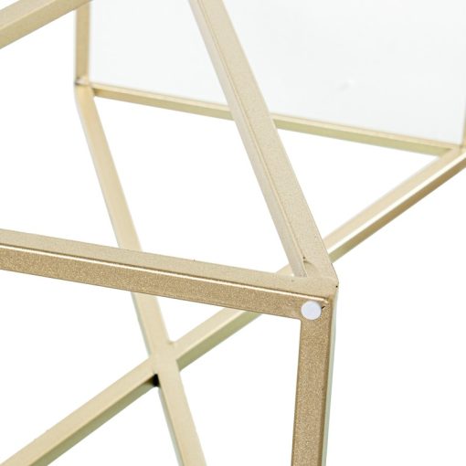 Set 3 Mesas De Apoio Vidro E Metal Dourado 33x33x70+29x29x63+25x25x57cm - Image 6