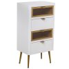 Sifonier Madeira  com 4 Gavetas Branco/dorado (2 Gavetas Crista 45x30x88cm