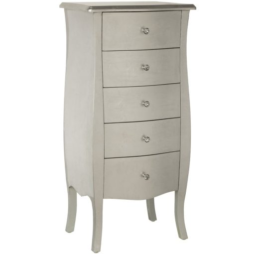 Sifonier  com 5 Gavetas Madeira Prata 48x36x100cm