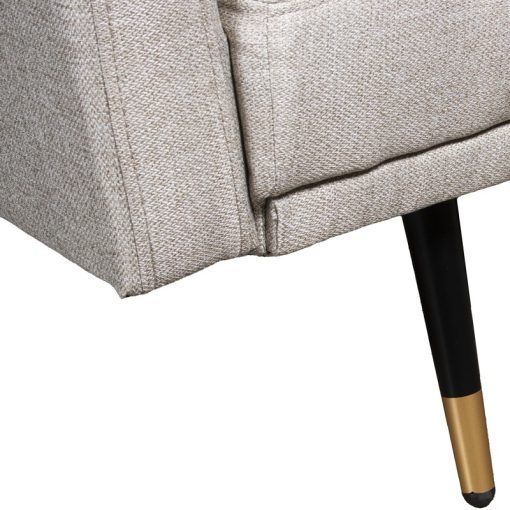 Sofá Cama 3 Lugares Poliéster Bege  com Pés Metal Negro/oro 193x83x75cm Cama:177x96x17cm - Image 5