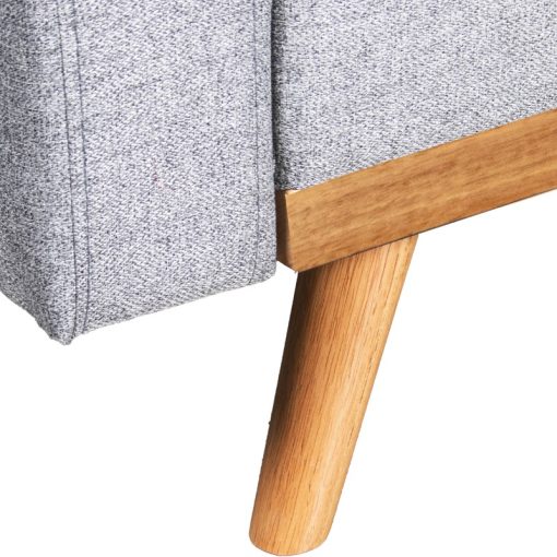 Sofá Cama 3 Lugares Poliéster Cinza  com Pés Madeira Caucho 216x81x87cm Cama:190x110x15cm - Image 4