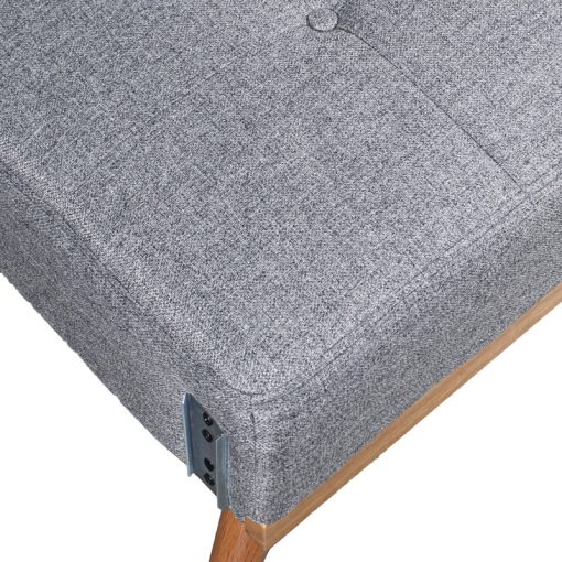 Sofá Cama 3 Lugares Poliéster Cinza  com Pés Madeira Caucho 216x81x87cm Cama:190x110x15cm - Image 7