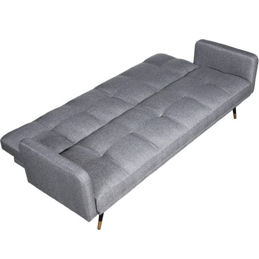 Sofá Cama 3 Lugares Poliéster Cinza  com Pés Metal Negro/oro 193x83x75cm Cama:177x96x17cm - Image 2