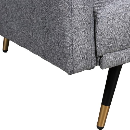 Sofá Cama 3 Lugares Poliéster Cinza  com Pés Metal Negro/oro 193x83x75cm Cama:177x96x17cm - Image 4