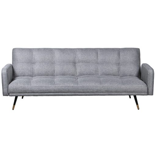 Sofá Cama 3 Lugares Poliéster Cinza  com Pés Metal Negro/oro 193x83x75cm Cama:177x96x17cm
