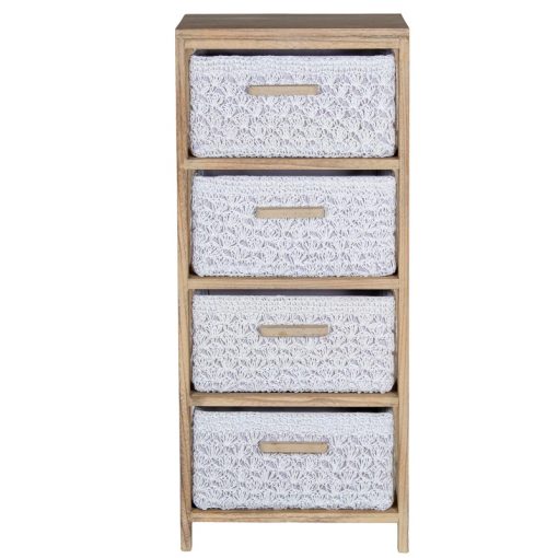 Suporte De Madeira  com 4 Gavetas Em Tecido 40x30x94cm, Gavetas:36x28x19cm, Madeira: Paulownia - Image 6