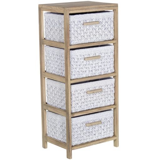 Suporte De Madeira  com 4 Gavetas Em Tecido 40x30x94cm
