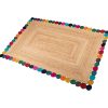 Tapete De Juta 200x300cm Natural Con Reborde Redondos Multicoloridos
