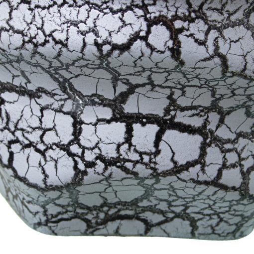 Vaso Cerâmica 40cm Cinza Craquelado Prata 23x40cm Boca:12x12cm - Image 4