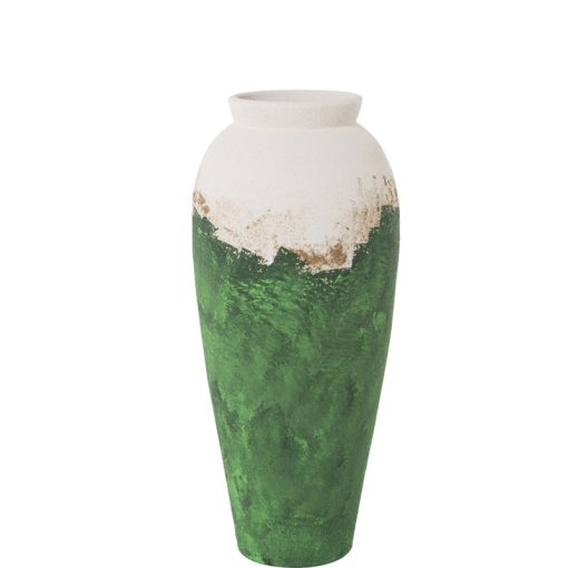 Vaso Cerâmica 60cm Verde/Ouro/Branco 25x60cm