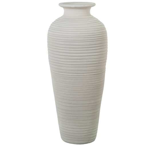Vaso De Cerâmica 7ocm Ondulado Branco Mate