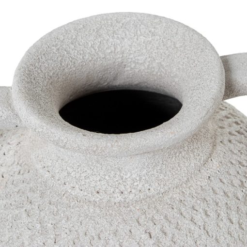 Vaso Em Cerâmica Com Pegas 50cm Branco Areia 19x50cm - Image 2