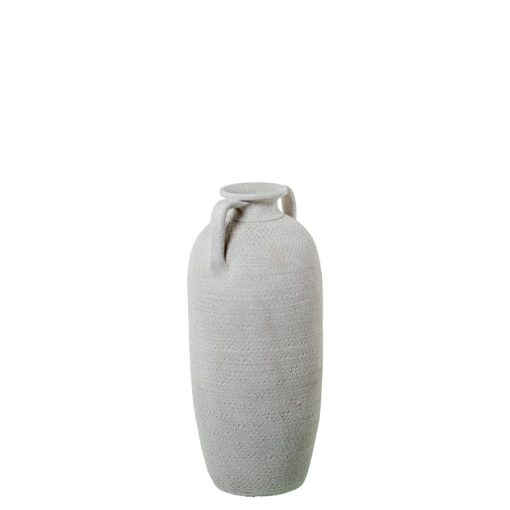 Vaso Em Cerâmica Com Pegas 50cm Branco Areia 19x50cm - Image 6