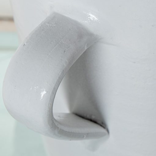 Vaso Em Cerâmica Com Pegas Branco Brilhante 34x24x49cm - Image 4