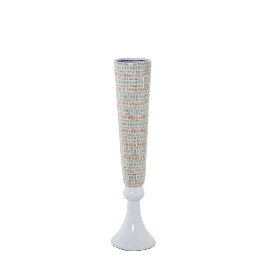Vaso Nácar 91cm com Pé Resina Blanca 17x91cm