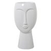 Vaso Rosto Cerâmica Branco Brillo 23x48cm