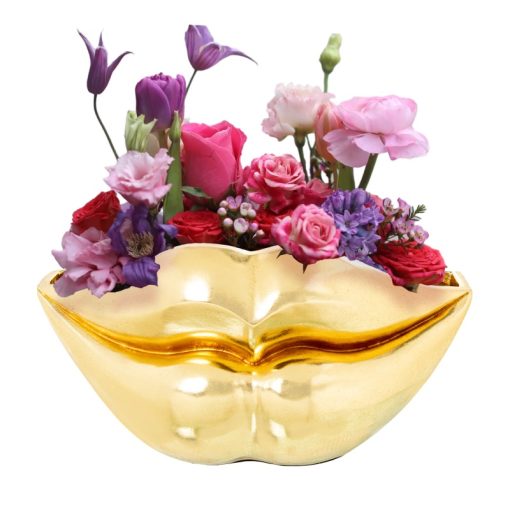 Vaso/figura De Resina Dourada Lábios 58x30x30cm - Image 2
