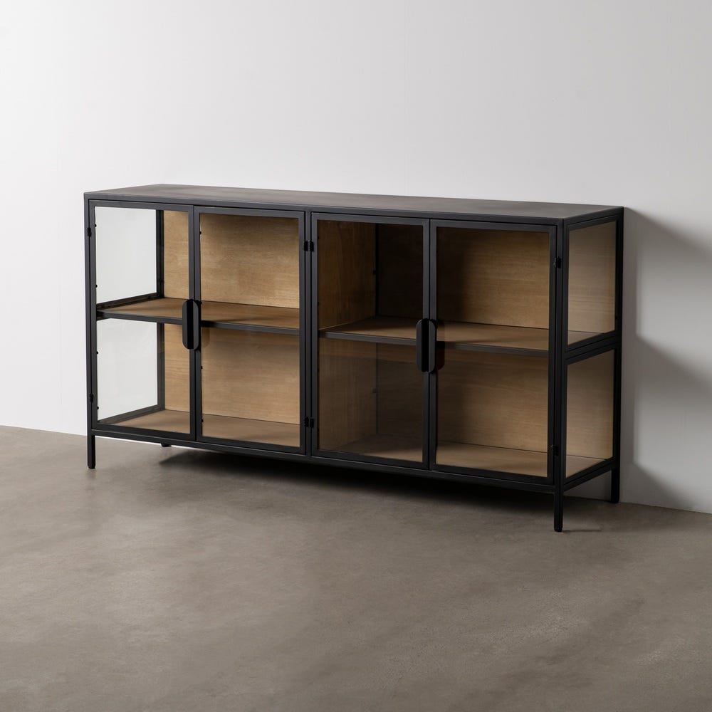 Vitrine Preto-Natural Mdf-Metal 150 X 38 X 80 Cm - Image 3