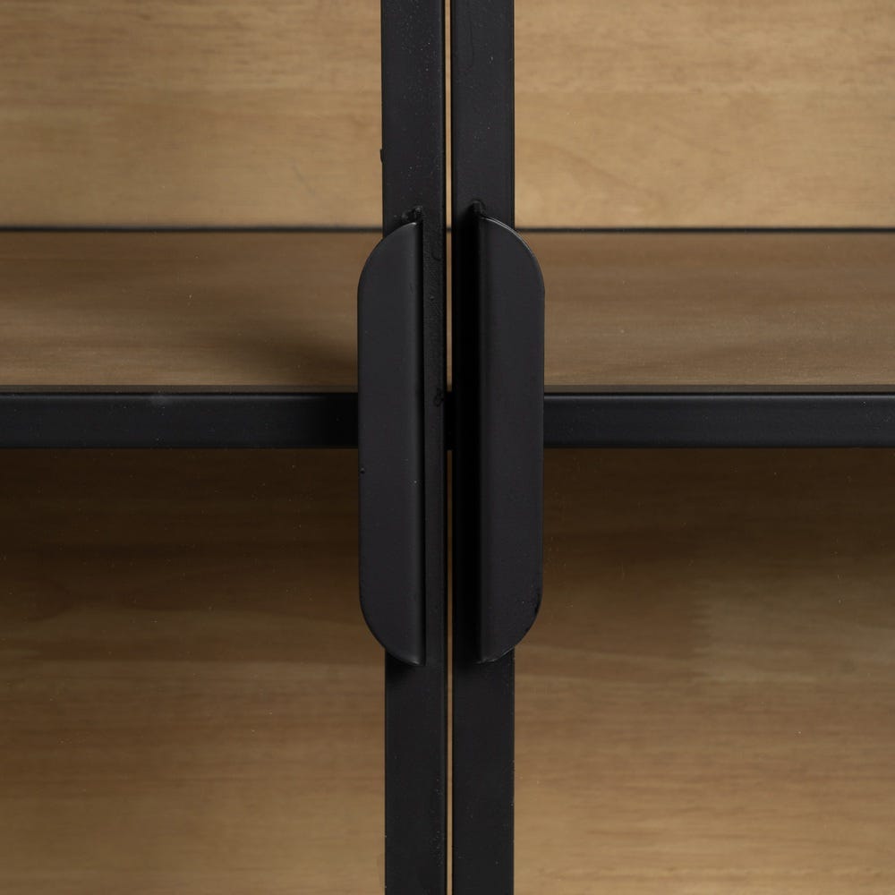 Vitrine Preto-Natural Mdf-Metal 150 X 38 X 80 Cm - Image 9