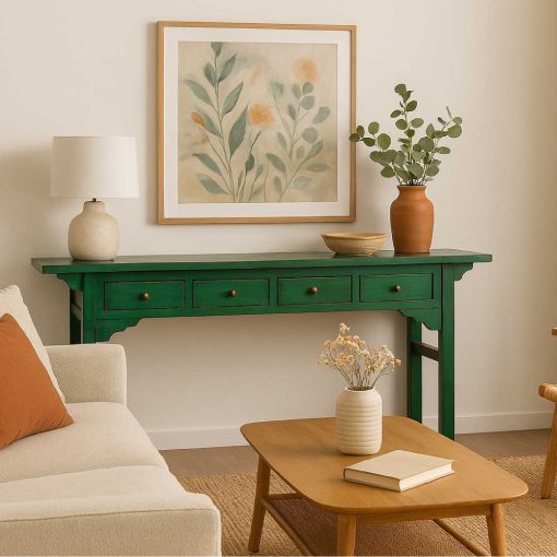 Consola Verde Madeira-Mdf 178 X 38 X 85 Cm