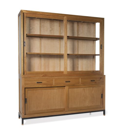 Vitrina modular em mindi e ferro com portas de correr 180 x 40 x 138 - Image 3