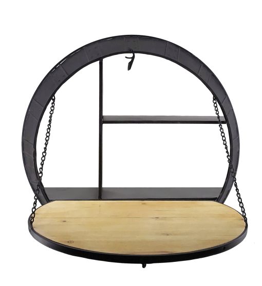Móvel auxiliar para vinhos de ferro e abeto com mesa rebatível 65 x 17 x 65 - Image 2