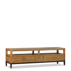 Armário Tv Madhu 2+1 Gavetas 2 Furos 150 x 40 x 45