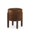 Banco Redondo De Couro 38 x 38 x 50
