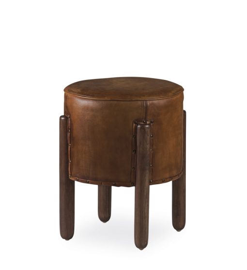 Banqueta de teca e pele 38 x 38 x 50 - Image 4