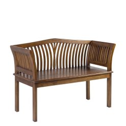 Banco de 2 lugares de madeira de mindi 117 x 47 x 76