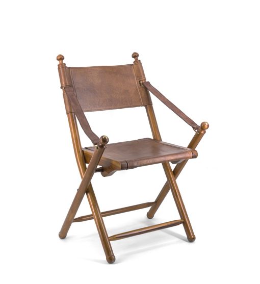 Cadeira de teca e couro 56 x 53 x 90