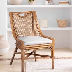 Cadeira de vime com almofada 56 x 62 x 90