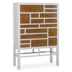 Cómoda de madeira de mindi com 18 gavetas 100 x 40 x 145