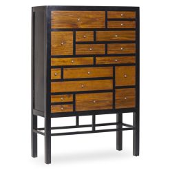 Cómoda de madeira de mindi com 18 gavetas 100 x 40 x 145