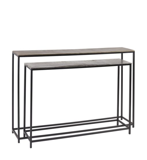 Conjunto de 2 consolas de alumínio 120 x 25 x 80 / 100 x 25 x 70
