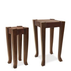 Mesa Auxiliar De Couro S/2 37 x 37 x 65 / 24 x 24 x 56