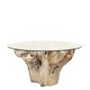 Mesa De Raiz Teka Branqueada Com Vidro 150 x 150 x 78