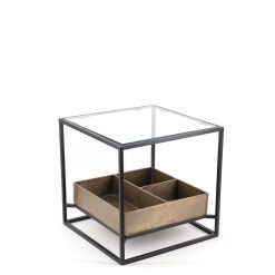 Mesa de centro de alumínio com tabuleiro 42 x 42 x 40