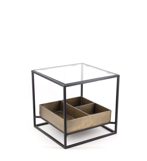 Mesa de centro de alumínio com tabuleiro 42 x 42 x 40