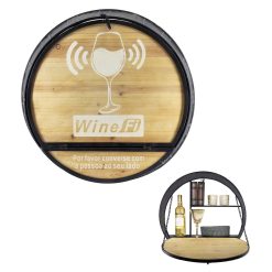 Móvel auxiliar para vinhos de ferro e abeto com mesa rebatível 65 x 17 x 65
