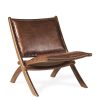 Poltrona Baixa Dobrável De Couro 65 x 77 x 75