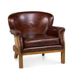 Poltrona De Couro E Teca 80 x 75 x 79