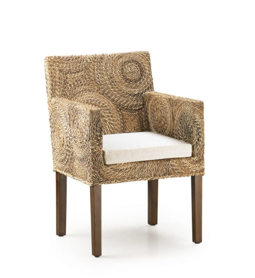 RATTAN - Poltrona de mogno e vime com almofada 56 x 60 x 85 - Image 4