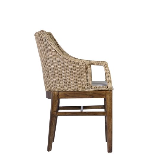 RATTAN - Poltrona de mogno, vime e tecido 58 x 60 x 88 - Image 2