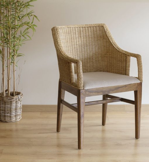 RATTAN - Poltrona de mogno, vime e tecido 58 x 60 x 88 - Image 5