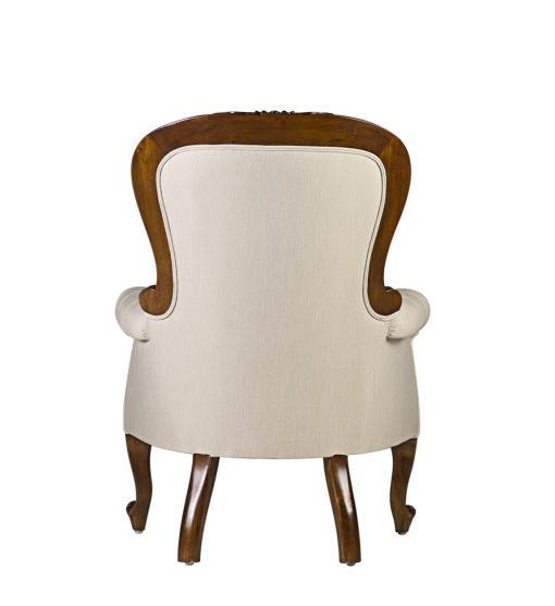 Poltrona de mogno com tecido cor bege 76 x 75 x 107 - Image 2